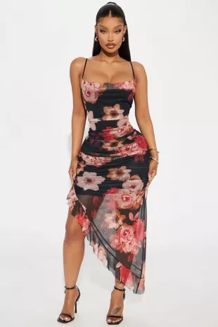 Addison Floral Mesh Midi Dress