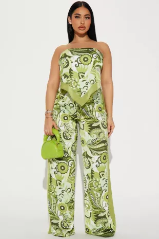 Kiki Satin Pant Set - Green