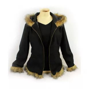 Cotton brown jacket fur collar