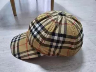Tan Check Baseball Cap
