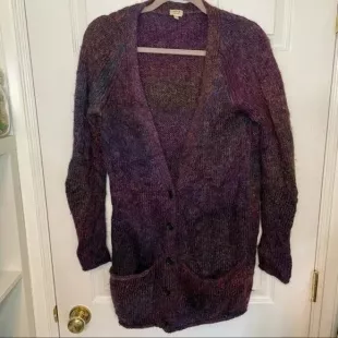Purple Alpaca Wool Long Cardigan