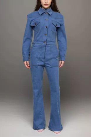 Women Blue Denim Jumpsuit
