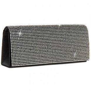 CASPAR TA319 Pochette de soirée élégante pour femme/Sac à main de soirée avec strass et chaînette - plusieurs coloris, Couleur:noir
