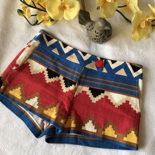 Tibi Tribal Printed Mini Multi Color Cotton Shorts Sz 2 EUC   | eBay