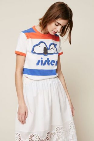 T shirt  imprimé snoopy et rayures