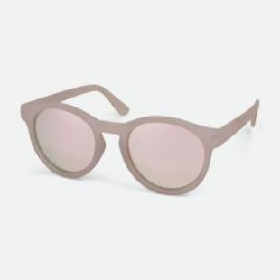 Lunettes de soleil rondes avec contour rose effet mat