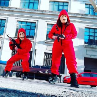 La casa De Papel Red Costume Suit Salvador Dali Money Heist Size L  | eBay