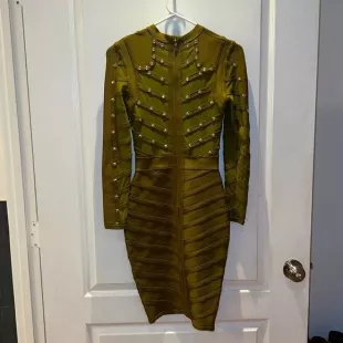 Green Bandage Dress With Gold Studs