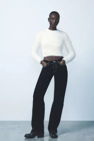Faux Fur Floral Sweater