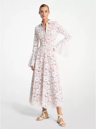 michael kors floral chiffon dress Michael Michael Kors Printed Flutter-Sleeve A-Line Dress