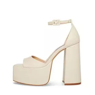 White Leather Platform Sandals