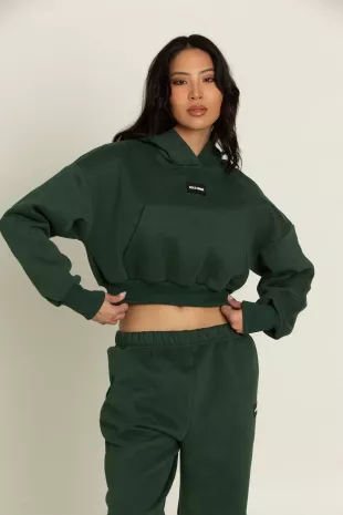 Hunter Green Gh Cropped Hoodie