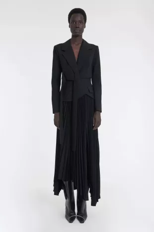 Mode Cropped Wrap Around Jacket with Ties Black