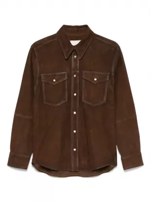 Danisia Suede Leather Shirt in Brown