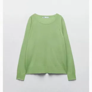 Basic Knit Sweater in Apple Green