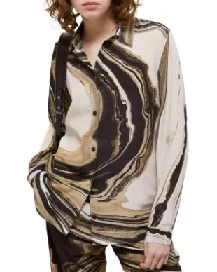 Silk Marble Print Blouse