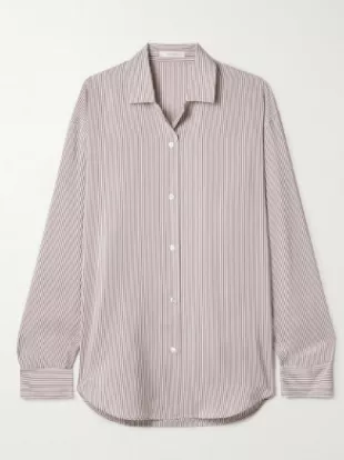 Valene Oversized Striped Silk Shirt
