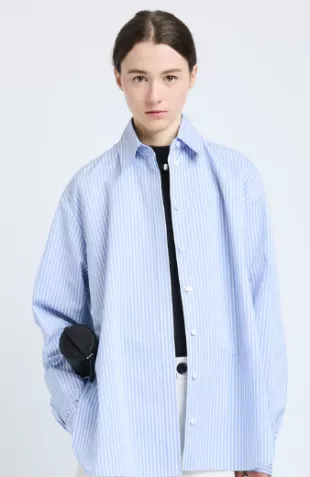 Hunter Top in Stripe Cotton Silk Poplin