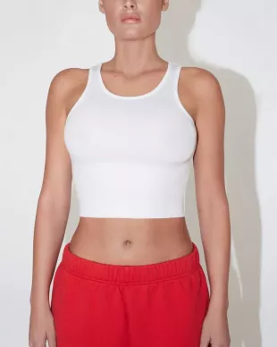 Cropped Raw Hem Rib Tank