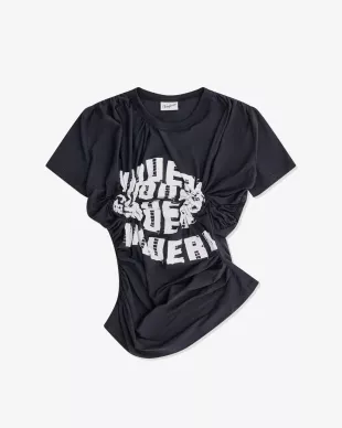 Women's Gathered Graphic T-Shirt Black