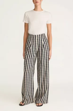 . Gingham Twill High Waist Trouser