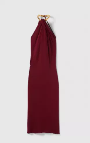 Silk Crepe Sable Mid-Length Dress