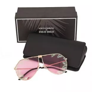 DJ KHALED Pilot Style Metal Sunglasses DG 2248 Gold Pink 13530
