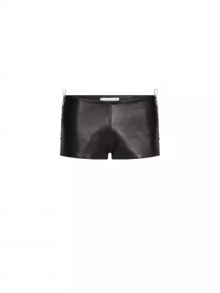 Lace-Up Micro Shorts in Leather
