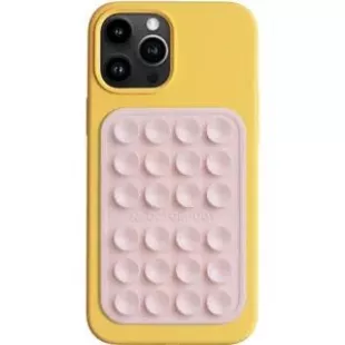 Silicone Suction Phone Case Adhesive Mount - Hands-Free, Strong Grip Holder for Selfies and Videos - Durable, Easy to Use - iPhone and Android Compatible - 2.25″ x 3.25″, Chalk Pink