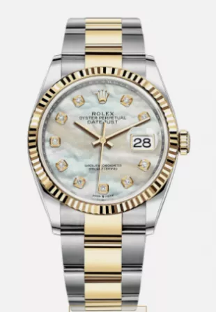 Datejust 126233 Stainless Steel Yellow Gold Mother of Pearl Diamond Dial Oyster