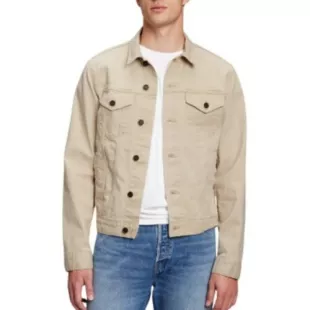 Mens Medium Flex Icon Denim Jacket In Sand Khaki