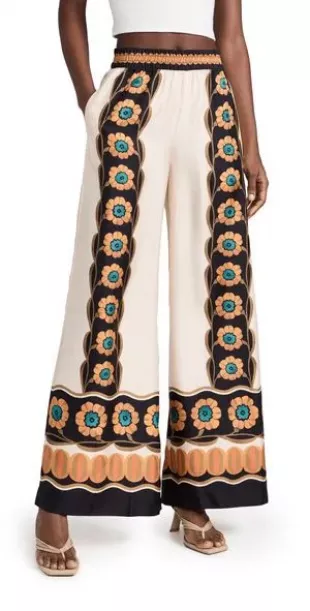 Silk Palazzo Pants in Daisychain Placée