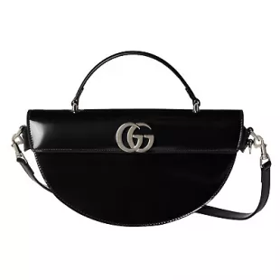 Half-Moon Small Black Leather Top Handle Bag New And Authentic
