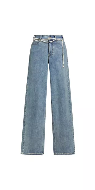 Staria Embellished Denim Wide-Leg Jeans