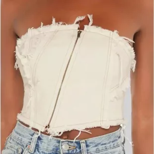 Bae Denim Zip Corset Top