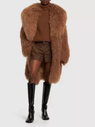 Mongolian Lamb Fur Midi Coat