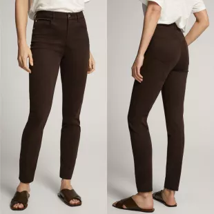 Skinny Fit High-Rise Satin Trousers