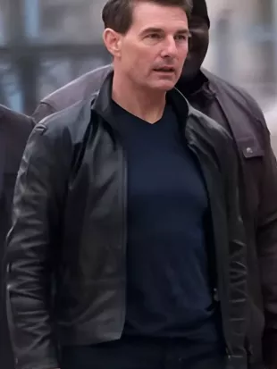 Mission Impossible 7 Tom Cruise Black Leather Jacket