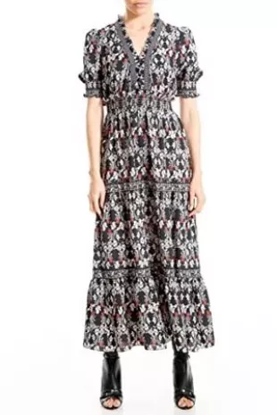 One Size Ruffle V-Neck Maxi Dress