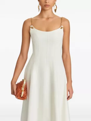 Kendra Chain-Strap Cotton Sateen Midi Dress