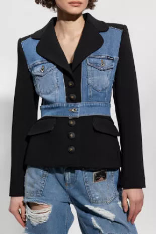 Denim Panelled Blazer Jacket