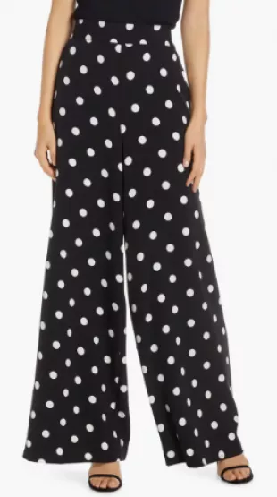 Polka Dot Wide Leg Crepe Pants