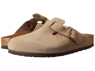 Beige Suede Boston Clogs