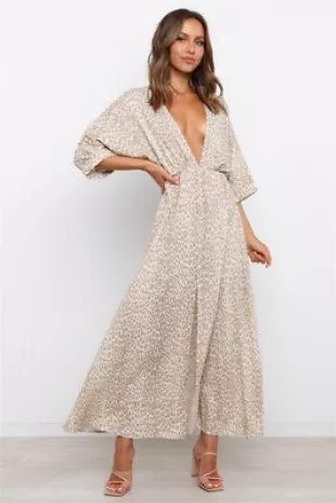 Leopard Print Plunge Midi Dress