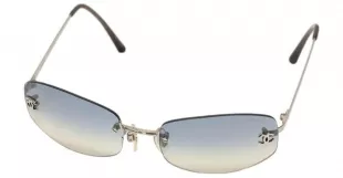 Silver Light Blue Ombre Rimless Sunglasses 4002 Silvery