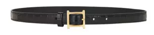 Logo Mini Waist Belt in Black Croco & Gold