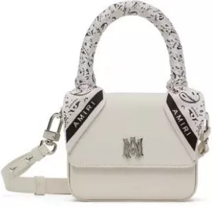 White Leather Top Handle Micro Bag