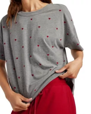 Embroidered Hearts T-Shirt