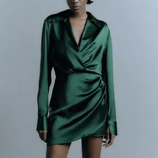 Satin Effect Wrap Dress