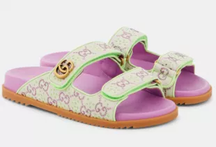 Gg Canvas Crystal Embellished Sandals